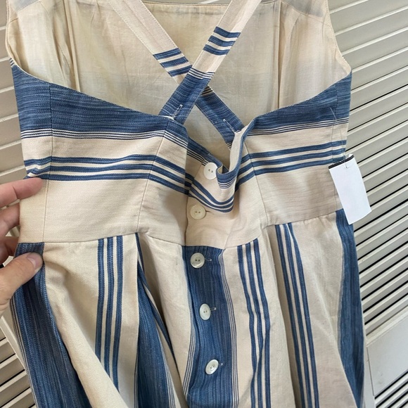 Polo by Ralph Lauren Dress - Criss cross Fit and Flare Blue Cream Size 12 - Picture 8 of 11